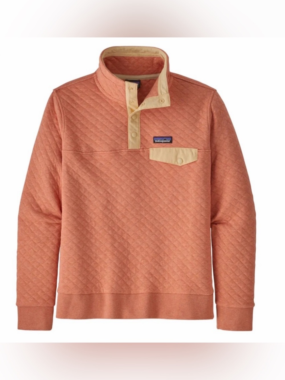 Patagonia Men's Quilted Snap-T Pullover - Coral with Tan Accents
